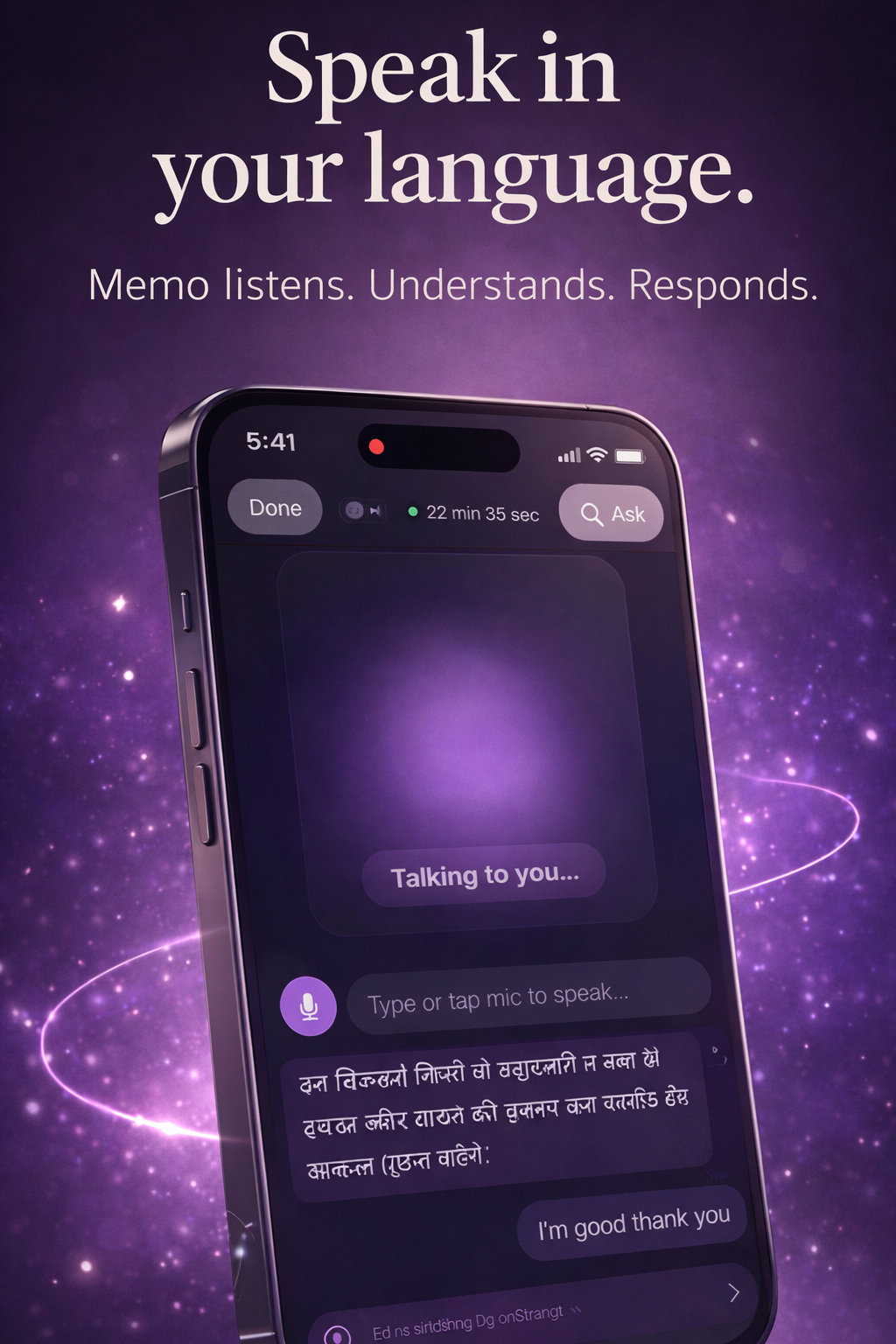 Speak in your language with MemoraSync voice journaling